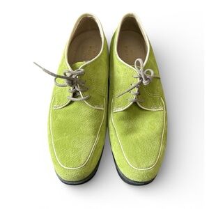 Vintage Hush Puppies 1990’s Lime Green Suede Oxfords